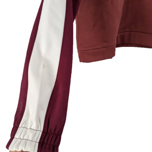 Hurley Nike Thermal Sweatshirt Fleece Lined Cropped Half Zip Maroon White NEW - Picture 12 of 12